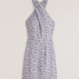 Twist-Front Halter Slip Mini Dress